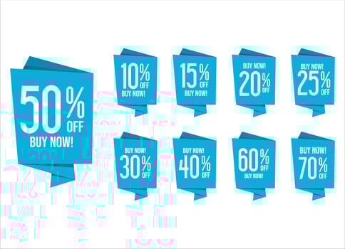 Collection of discount sticker blue price tag set vector illustration