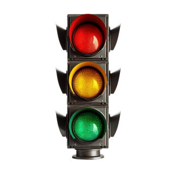 Front view at traffic lights isolated on transparent background, created with png