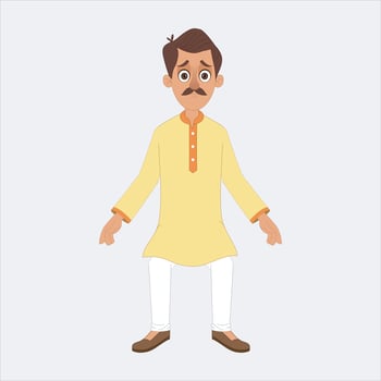 Cartoon illustration of indian male character Free Vector