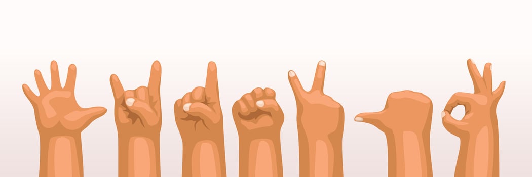 wide male cartoon hand set vector