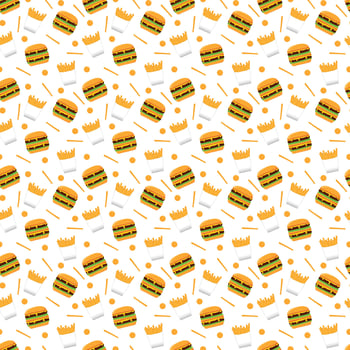 burger and french fries fast food seamless pattern design vector illustration