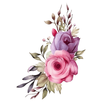 wreath Botanical with rose violet png