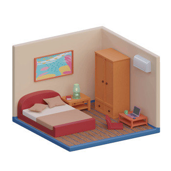 3d rendered isometric bedroom perfect for design project png