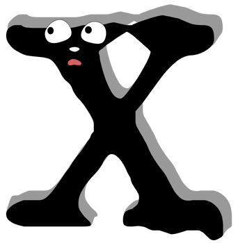 Ghost face scary. X capital letter. Alphabet doodle design concept. PNG Illustration.
