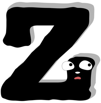 Ghost face scary. Z capital letter. Alphabet doodle design concept. PNG Illustration.