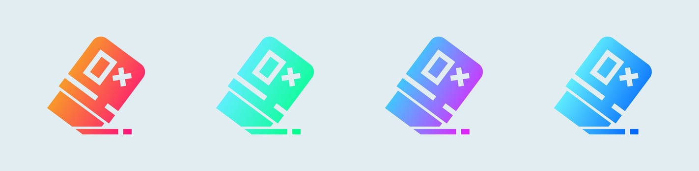 Eraser solid icon in gradient colors. Wipe out signs vector illustration.