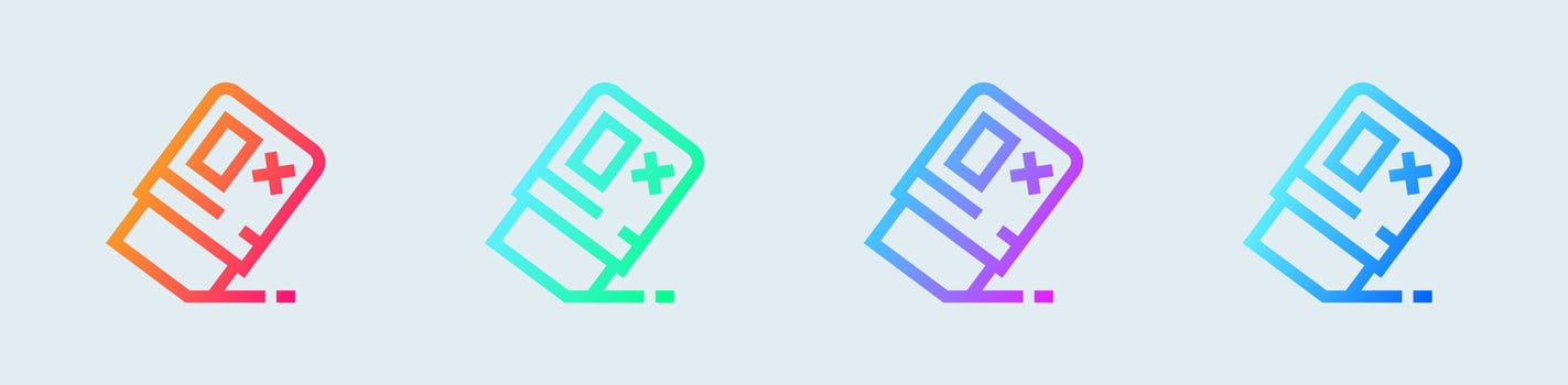 Eraser line icon in gradient colors. Wipe out signs vector illustration.