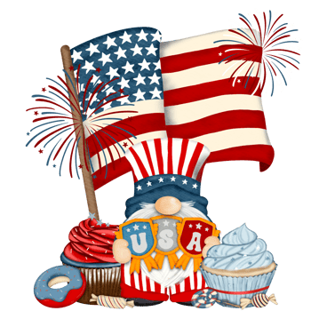 Cute Gnomes independence day Digital painting watercolor png