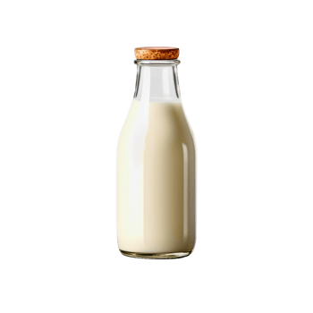 Single bottle of fresh milk isolated, clipping-path included, vertical position, closeup. png