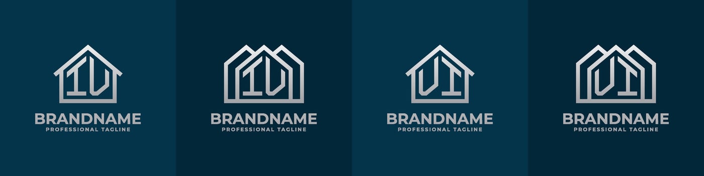 Letter IV and VI Home Logo Set. Suitable for any business related to house, real estate, construction, interior with IV or VI initials. vector