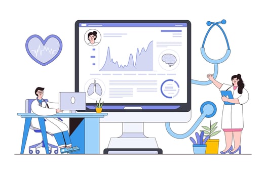 Digital Health Monitoring and Telemedicine Concept with Person Accessing Medical Records vector
