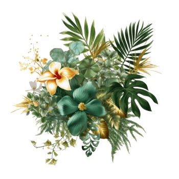 Tropical leaves background. Illustration png