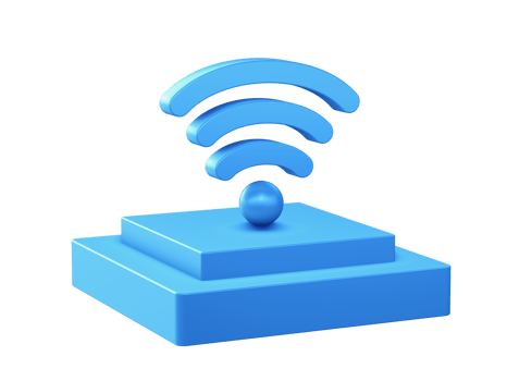 3d render of wifi internet network hotspot icon with square podium png