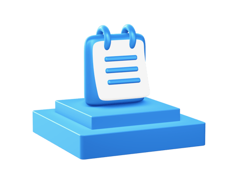 3d render of reminder notes icon with square podium png