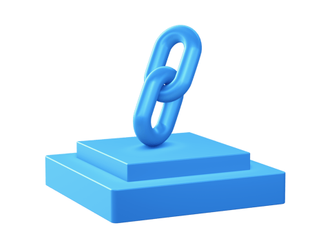 3d render of chain link icon with square podium png