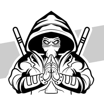Black and white ninja Concept style for badge, emblem and tshirt printing and Tattoos ninja illustration vector