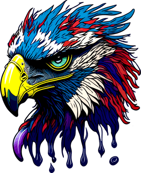 Colorful Illustration of Wild Eagle Head Sticker with png