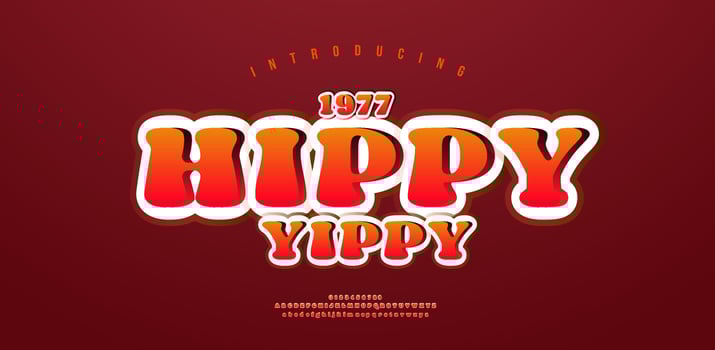 70s retro groovy alphabet letters font and number. Typography decorative fonts vintage concept. Inspirational slogan print with hippie symbols for logo sticker. vector illustration