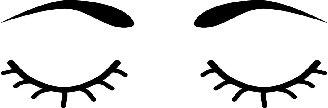 Sleeping eyes simple lines art. Eyes close. Vector illustration.