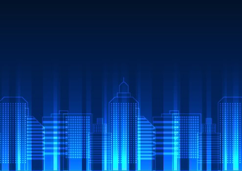 Smart city background Smart city concept without human control with a system to connect people in the city through a network system and made businesses in the city expand vector