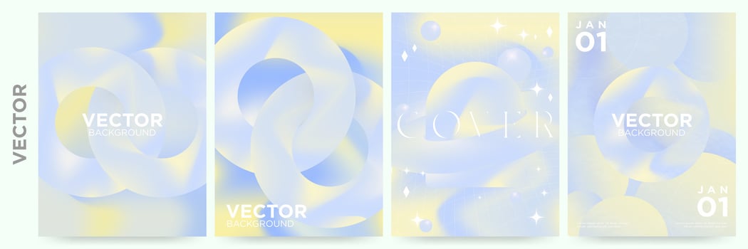 Creative Yellow and Blue Pastel Backgrounds in 3d digital and modern concept. Flowing liquid gradient style templates. Editable Vector Illustration. EPS 10.