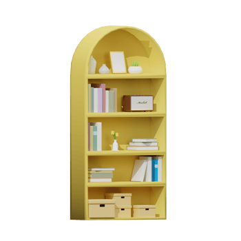 3D yellow bookshelf png