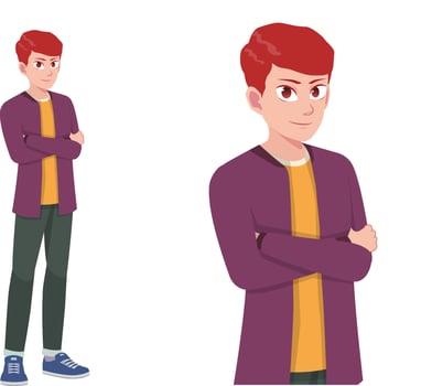 Men or Boy Standing Happy Expression Pose Cartoon Illustration vector