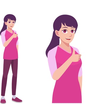 Women or Girl Like and Agree Thumbs Up  Expression Pose Cartoon Illustration vector