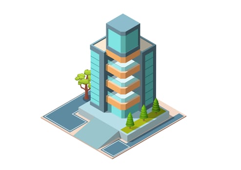 isometric modern futuristic building vector