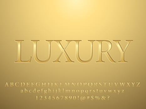 Gold metallic shining engraved text effect vector
