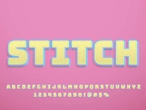Rubber patch embroidery patch text effect vector