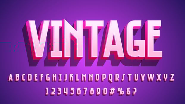 Pink Vintage 3D Alphabet Collection Set vector