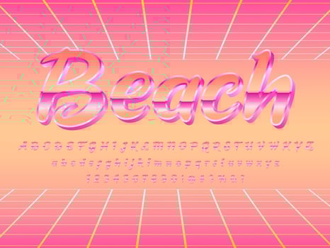 Retro Metallic Beach Text Effect vector