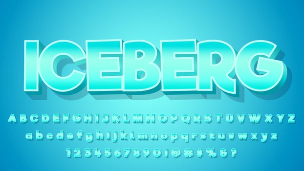 3D Ice Block Game and Movie Title Text Effect Alphabet Collection Set vector