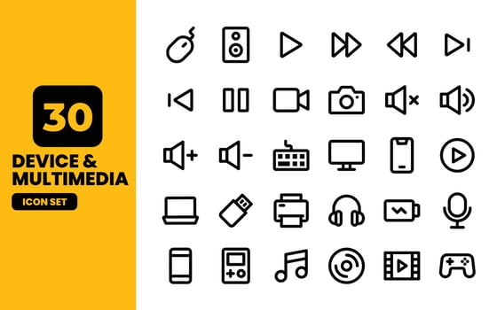Multimedia and Device Icon set vector illustration