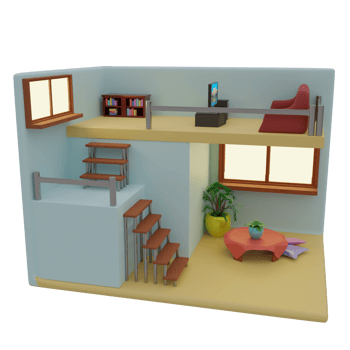 3d rendered isometric living room perfect for design project png