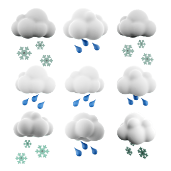 3d rendering cloud, rain and snow icon set. 3d render weather concept icon set. png