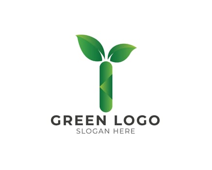 green logo letter i design vector