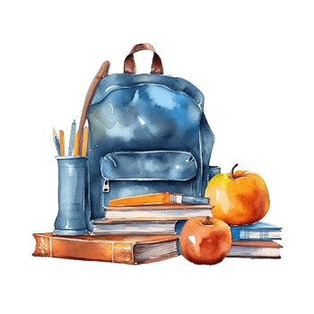 Watercolor back to school background. Illustration png