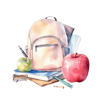 Watercolor back to school background. Illustration png