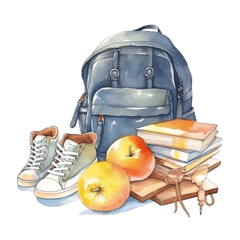 Watercolor back to school background. Illustration png