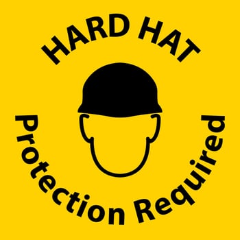 Notice Hard Hat Protection Required Sign On White Background vector
