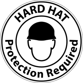 Notice Hard Hat Protection Required Sign On White Background vector