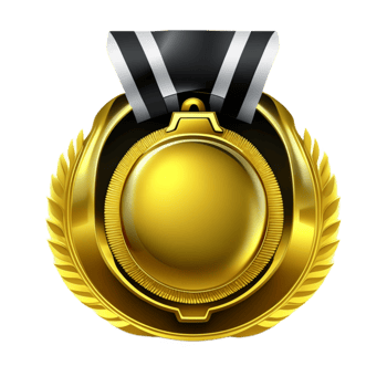 Golden medal isolated on transparent png