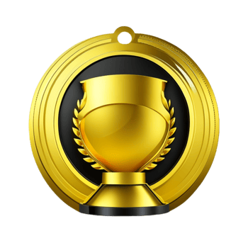 Golden medal isolated on transparent png