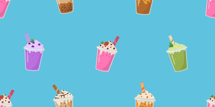 Ice cream seamless pattern. Ice-cream with berry, chocolate, caramel, matcha background vector