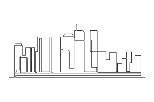 Continuous one line drawing modern building displays for living room. Interior concept. Single line draw design vector graphic illustration.