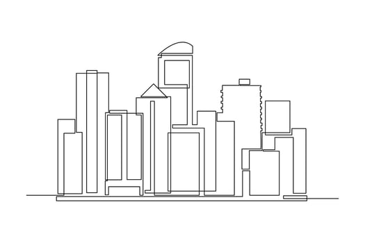 Continuous one line drawing modern building displays for living room. Interior concept. Single line draw design vector graphic illustration.