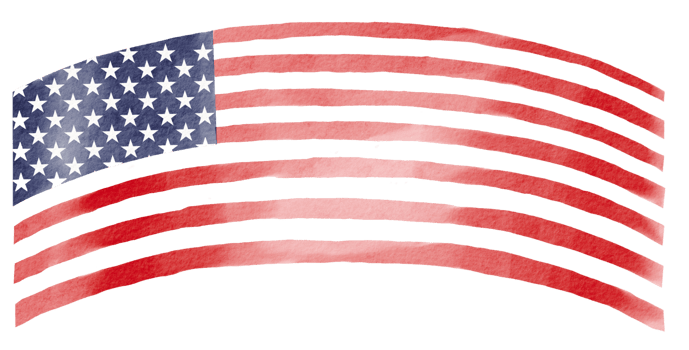 Hand draw USA flag  watercolor  brush paint isolate on png