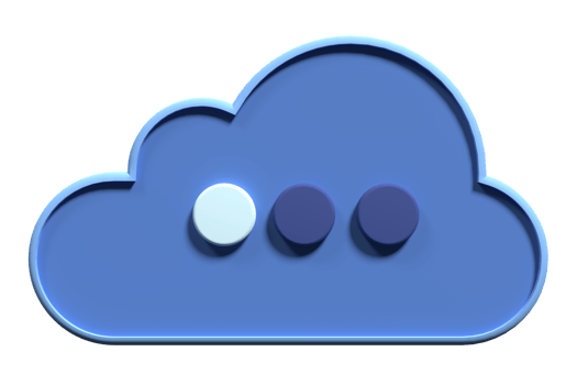 3d cloud computing technology. Cloud storage technology and online data storage. 3d render illustration png